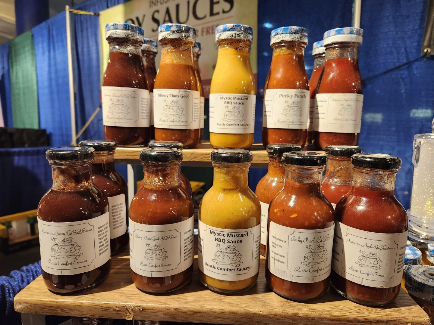 Rustic comfort sauces on display